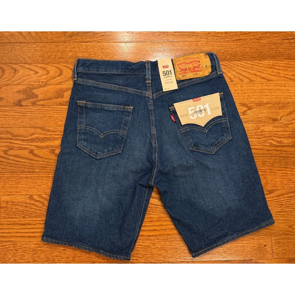 New Levi's 501 Denim Shorts Mens 29 Blue Button Fly 8" Jorts Jean Whiskering